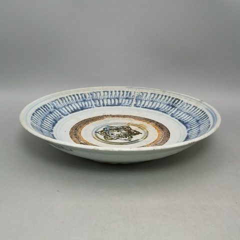 古玩陶瓷清中早·青花壽字紋盤真品鑒賞圖