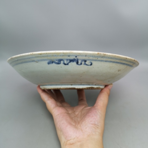古玩陶瓷清中早·青花壽字紋盤真品鑒賞圖