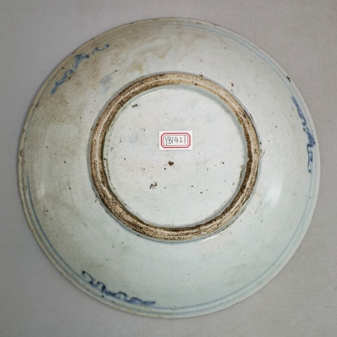 古玩陶瓷清中早·青花壽字紋盤真品鑒賞圖