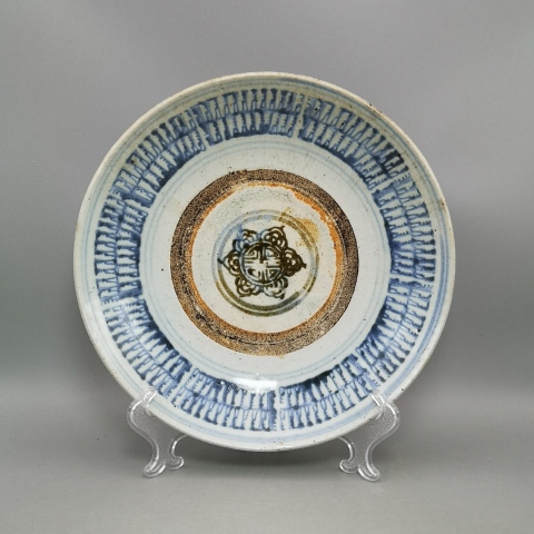 古玩陶瓷清中早·青花壽字紋盤真品鑒賞圖