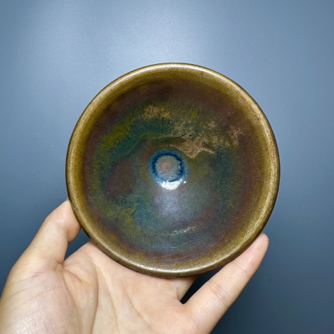 古玩陶瓷耀州窯變釉斗笠盞拍賣,當前價格13000元
