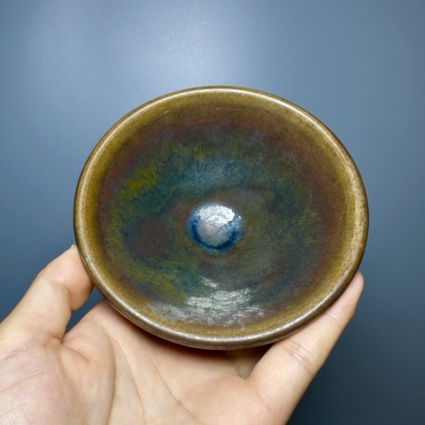 古玩陶瓷耀州窯變釉斗笠盞拍賣,當前價格13000元