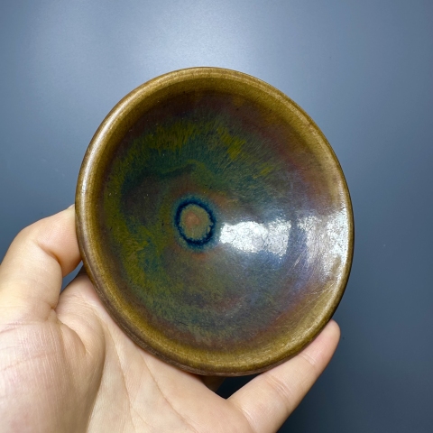 古玩陶瓷耀州窯變釉斗笠盞拍賣,當前價格13000元