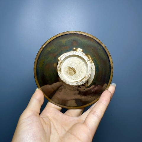 古玩陶瓷耀州窯變釉斗笠盞拍賣,當前價格13000元