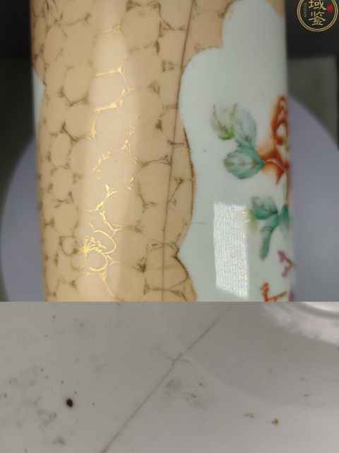 古玩陶瓷民國·錦地開窗粉彩花卉紋帽筒拍賣，當前價格388元