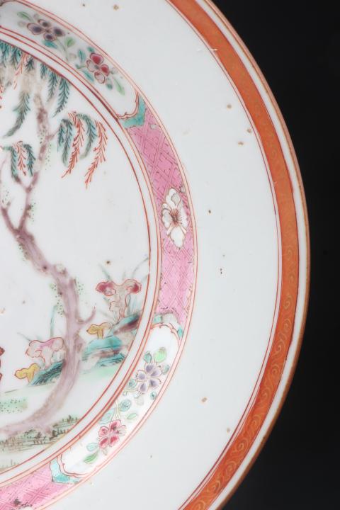 古玩陶瓷【8341】清雍正  粉彩柳下雙鹿圖盤拍賣，當(dāng)前價(jià)格6800元