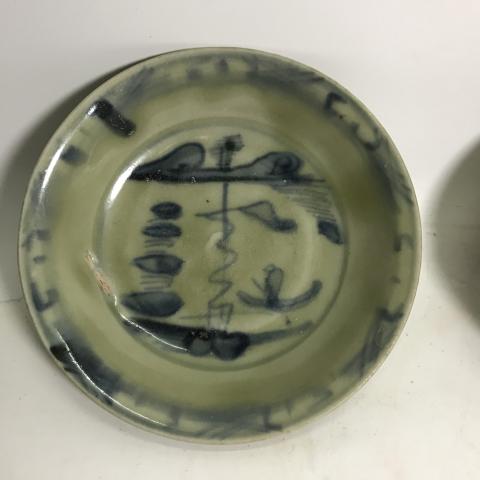 古玩陶瓷明代 青花山水紋盤一對拍賣,當(dāng)前價格388元