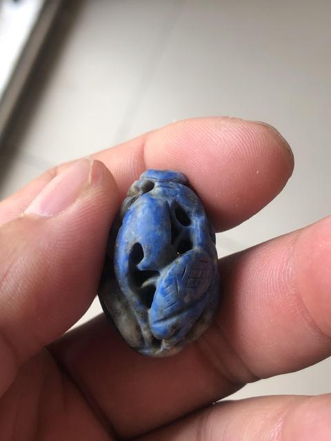 古玩玉器老青金石雕“鶴銜靈芝”珠拍賣，當前價格598元