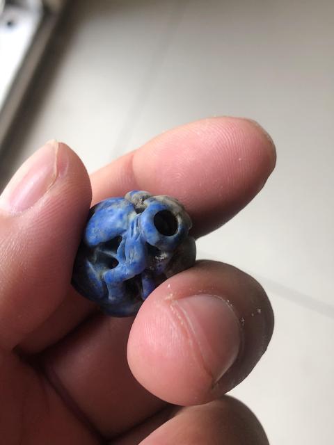 古玩玉器老青金石雕“鶴銜靈芝”珠拍賣，當前價格598元