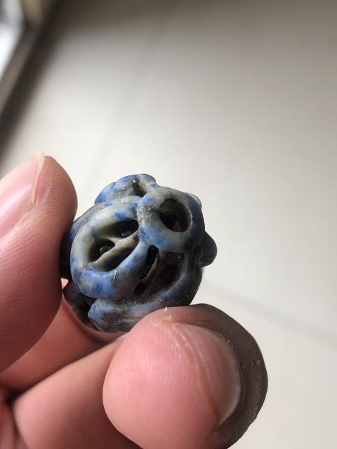 古玩玉器老青金石雕“鶴銜靈芝”珠拍賣，當前價格598元