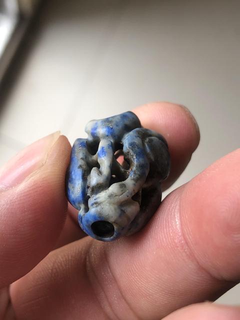 古玩玉器老青金石雕“鶴銜靈芝”珠拍賣，當前價格598元