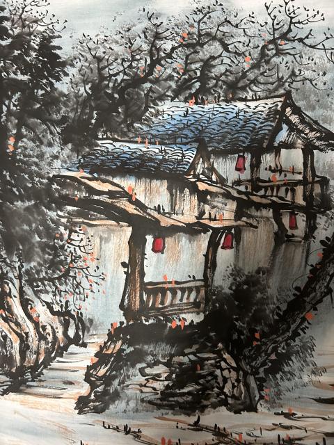古玩字畫吳成建老師精品斗方山水拍賣,當前價格458元
