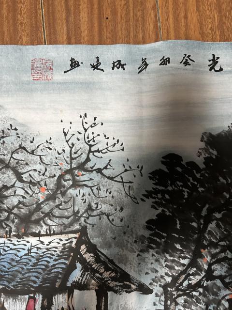 古玩字畫吳成建老師精品斗方山水拍賣,當前價格458元