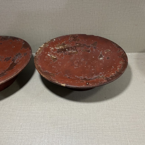 古玩雜項高足木碗一對拍賣，當前價格400元