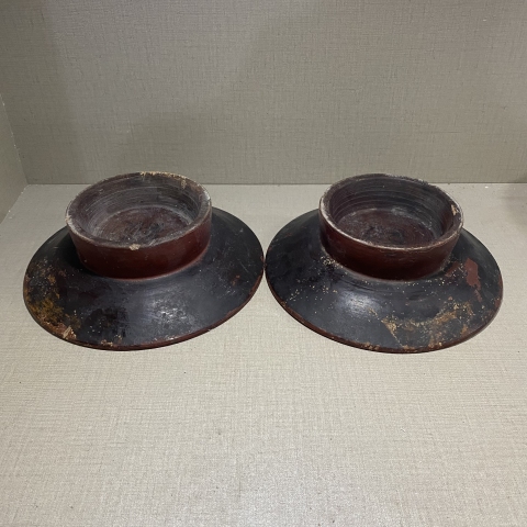 古玩雜項高足木碗一對拍賣，當前價格400元