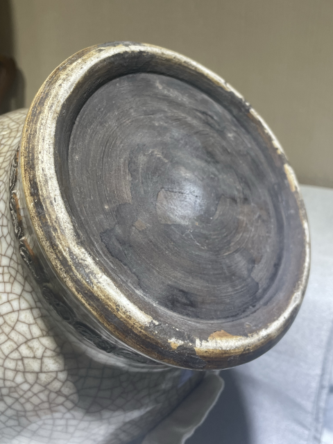 古玩陶瓷清雍正仿哥釉獸耳尊拍賣，當(dāng)前價格16000元