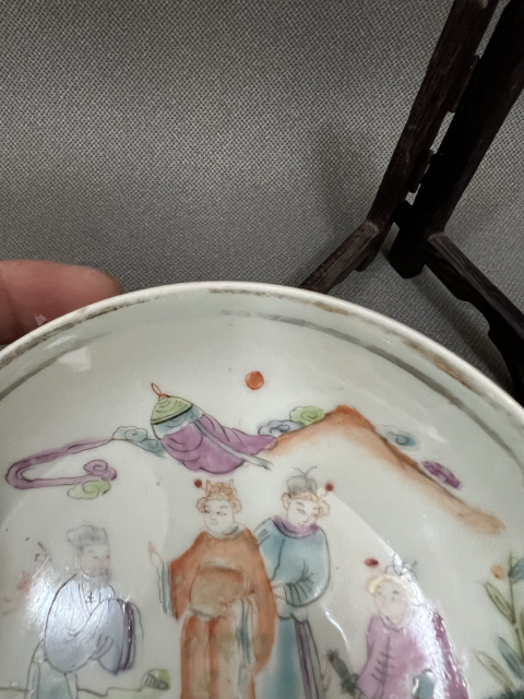 古玩陶瓷【望月樓】清晚期粉彩人物故事紋盤拍賣，當前價格880元