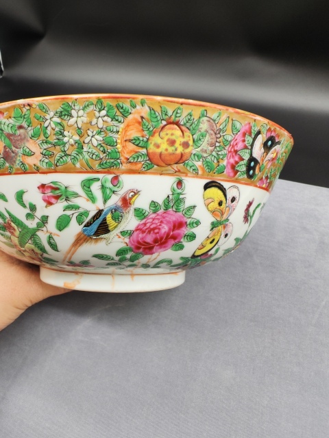 古玩陶瓷咸豐花鳥蝶紋廣彩碗拍賣,當前價格1680元