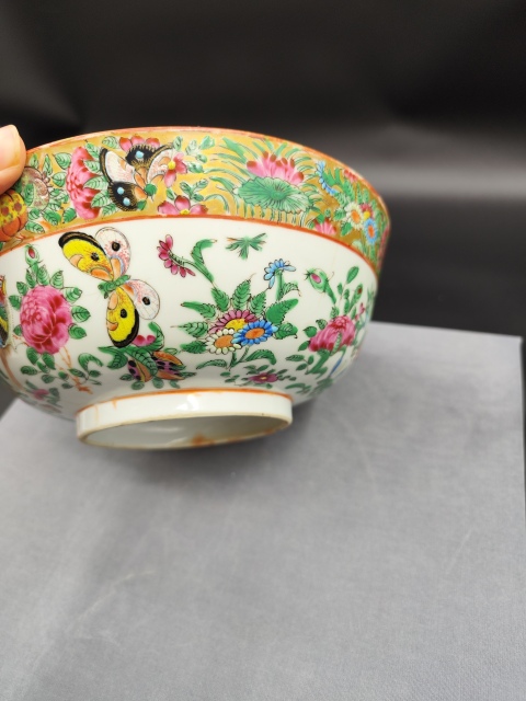 古玩陶瓷咸豐花鳥蝶紋廣彩碗拍賣,當前價格1680元