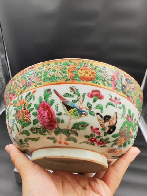 古玩陶瓷咸豐花鳥蝶紋廣彩碗拍賣,當前價格1680元