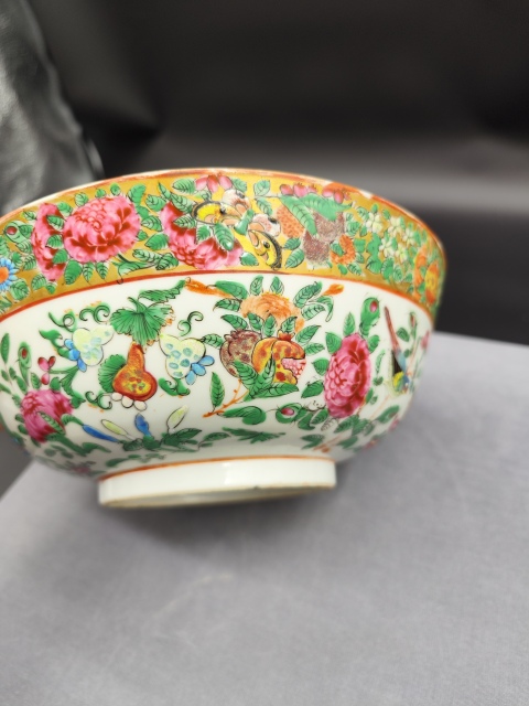古玩陶瓷咸豐花鳥蝶紋廣彩碗拍賣,當前價格1680元