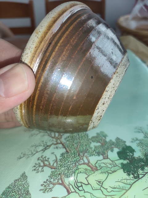 古玩陶瓷元末明初,磁州窯金黃釉唇口碗拍賣,當前價格399元