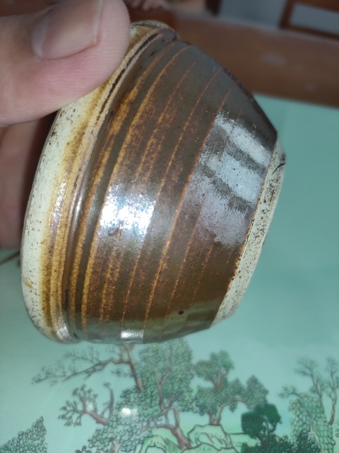 古玩陶瓷元末明初,磁州窯金黃釉唇口碗拍賣,當前價格399元