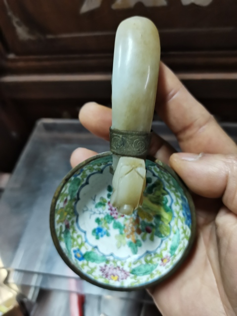 古玩玉器清和田玉“龍首帶鉤”鑲銅胎琺瑯彩杯拍賣，當前價格9999元