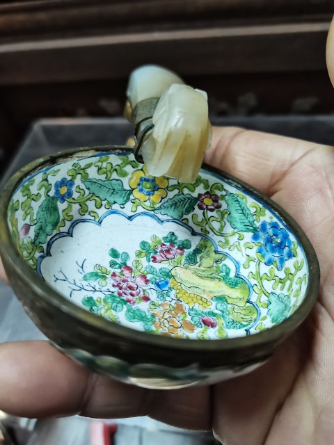 古玩玉器清和田玉“龍首帶鉤”鑲銅胎琺瑯彩杯拍賣，當前價格9999元