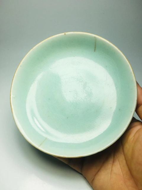 古玩陶瓷豆青釉盤拍賣，當前價格288元