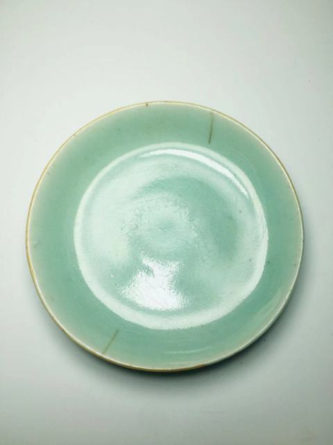 古玩陶瓷豆青釉盤拍賣，當前價格288元