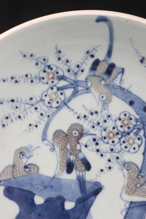古玩陶瓷【8426】清乾隆  青花釉里紅喜上眉梢深腹盤拍賣，當前價格3800元