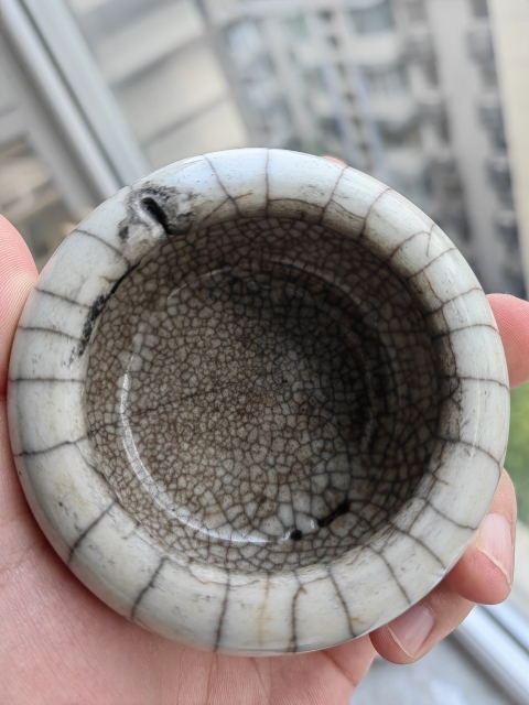 古玩陶瓷清乾隆仿官釉大開片哥釉水盂拍賣,當前價格6800元