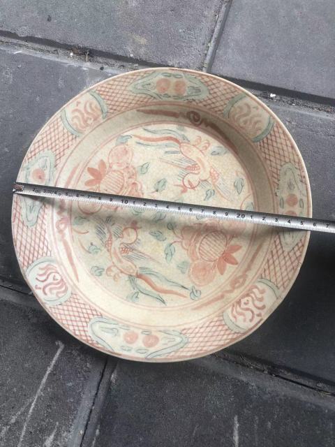 古玩陶瓷明代中期紅綠彩雙鳳牡丹花紋盤拍賣,當(dāng)前價(jià)格6999元