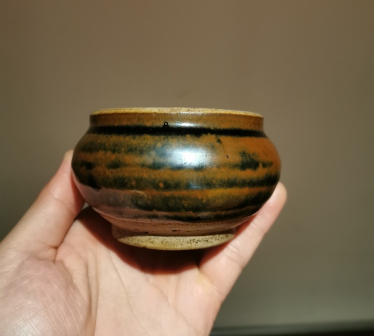 古玩陶瓷元.磁州窯窯變鐵銹花釉茶入拍賣,當前價格598元