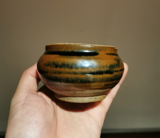 古玩陶瓷元.磁州窯窯變鐵銹花釉茶入拍賣,當前價格598元