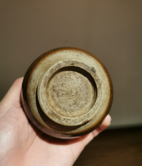古玩陶瓷元.磁州窯窯變鐵銹花釉茶入拍賣,當前價格598元