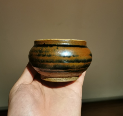 古玩陶瓷元.磁州窯窯變鐵銹花釉茶入拍賣,當前價格598元