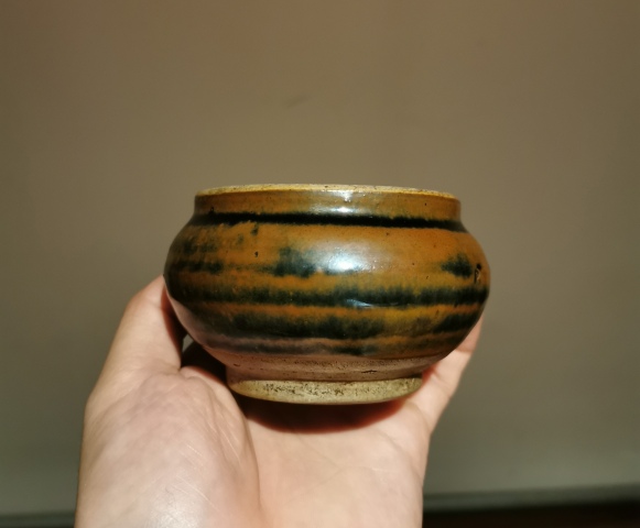 古玩陶瓷元.磁州窯窯變鐵銹花釉茶入拍賣,當前價格598元