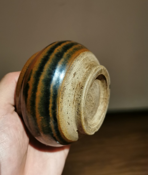 古玩陶瓷元.磁州窯窯變鐵銹花釉茶入拍賣,當前價格598元