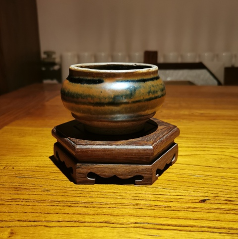 古玩陶瓷元.磁州窯窯變鐵銹花釉茶入拍賣,當前價格598元