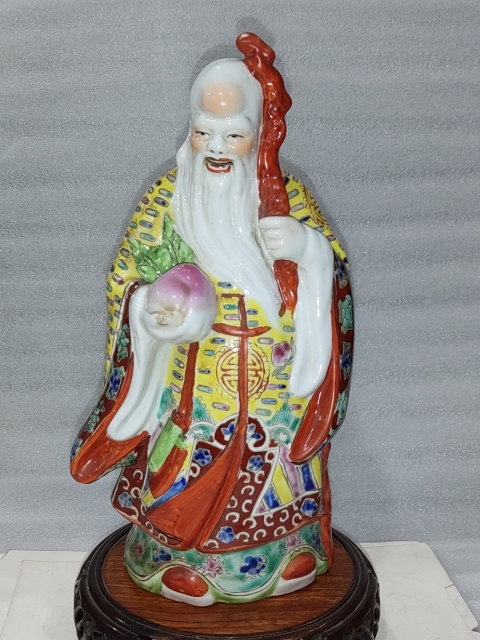 古玩陶瓷粉彩壽星人物塑像拍賣,當前價格880元