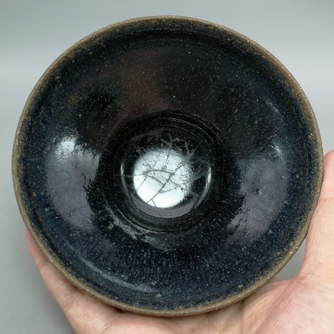 古玩陶瓷南宋建窯系黑釉束口盞拍賣，當前價格7800元