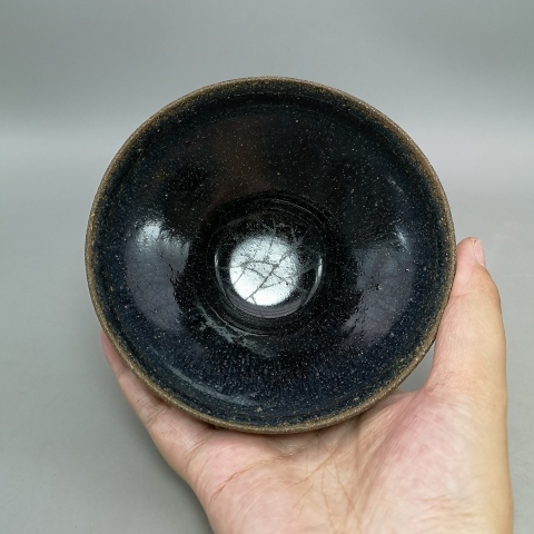 古玩陶瓷南宋建窯系黑釉束口盞拍賣，當前價格7800元