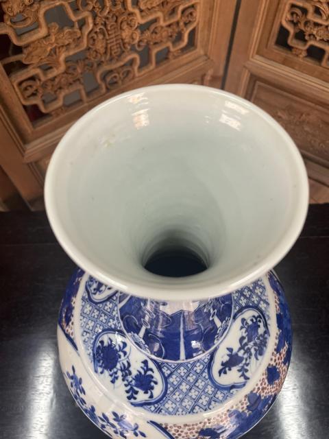 古玩陶瓷青花釉里紅花卉天球瓶拍賣，當前價格55000元