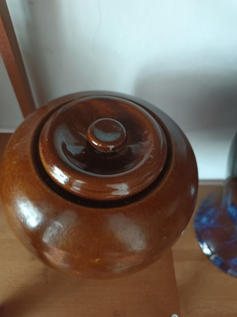 古玩陶瓷光緒鈞紅醬黃釉圍棋罐拍賣，當前價格5900元