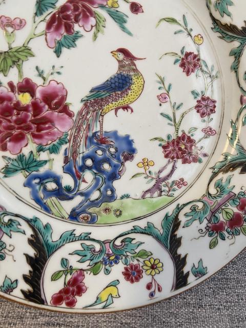 古玩陶瓷清雍正 粉彩雉雞牡丹紋折沿盤拍賣，當前價格12888元
