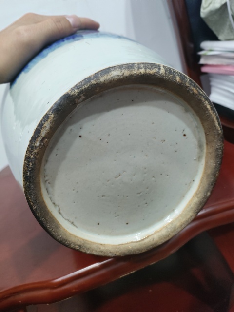 古玩陶瓷豆青釉青花喜鵲登梅圖撇口瓶拍賣,當前價格4500元