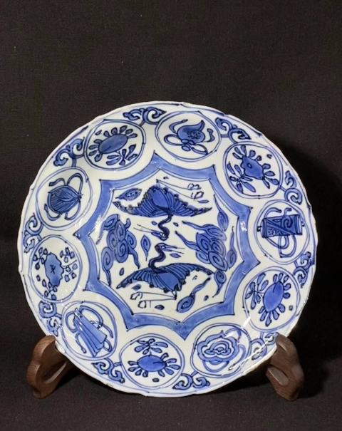 古玩陶瓷萬歷青花對頭鶴雜寶克拉克瓷拍賣，當(dāng)前價(jià)格5880元