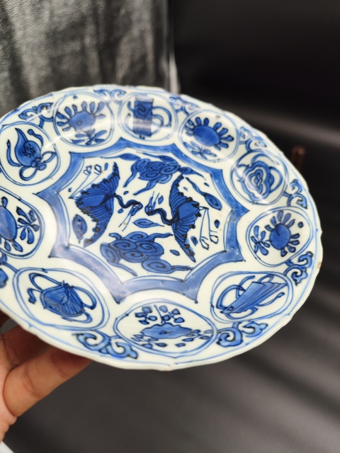 古玩陶瓷萬歷青花對頭鶴雜寶克拉克瓷拍賣，當(dāng)前價(jià)格5880元